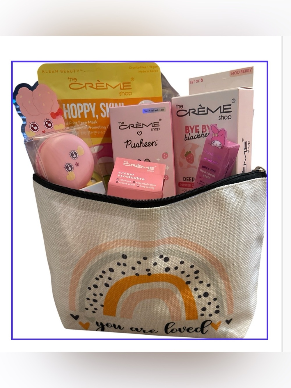 The Crème Shop Cute K-Beauty Bundle 7pc: Pusheen, Face Masks, Lip Balm & Pouch - Picture 1 of 2
